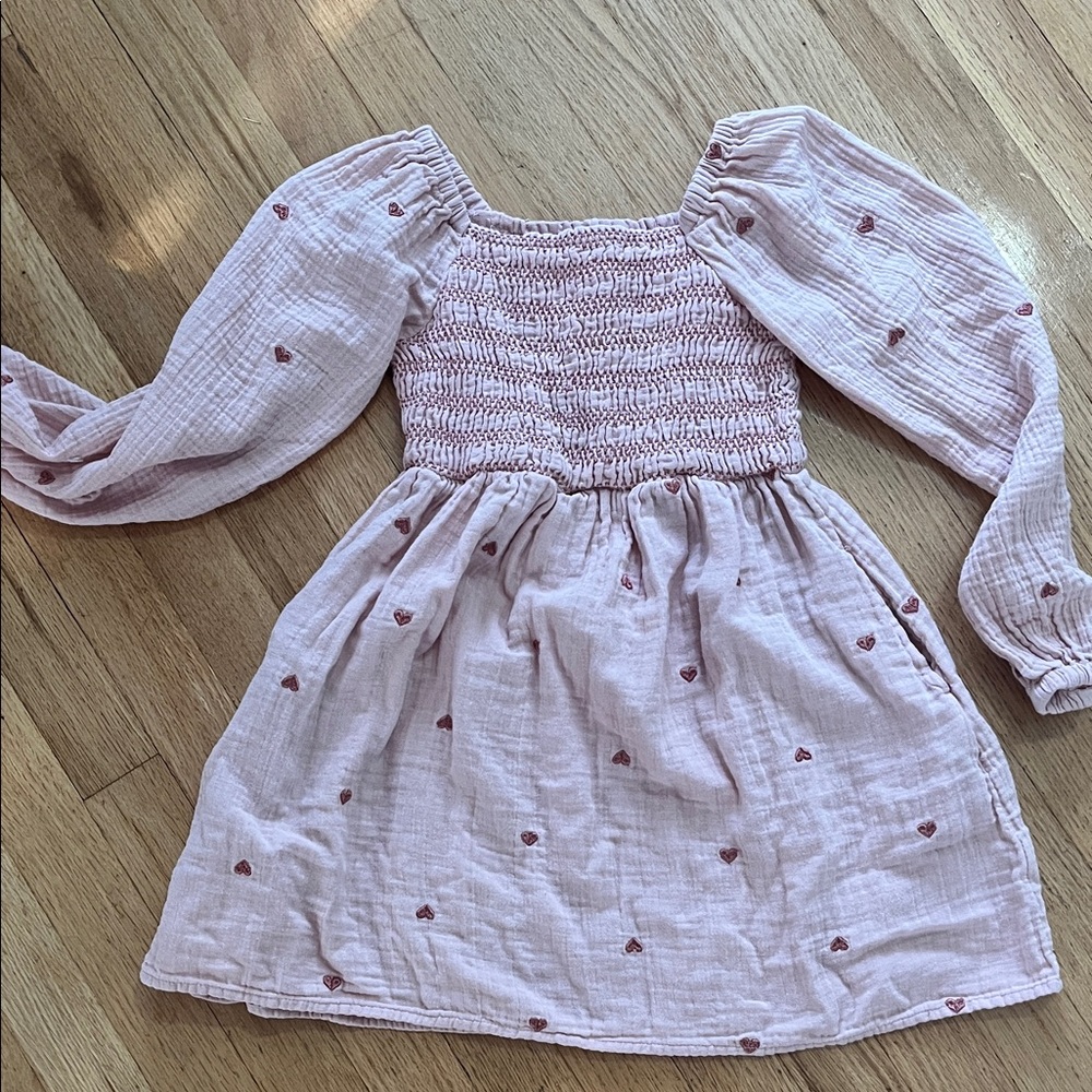 Cat & Jack Light Pink Smocked Dress with Heart Details